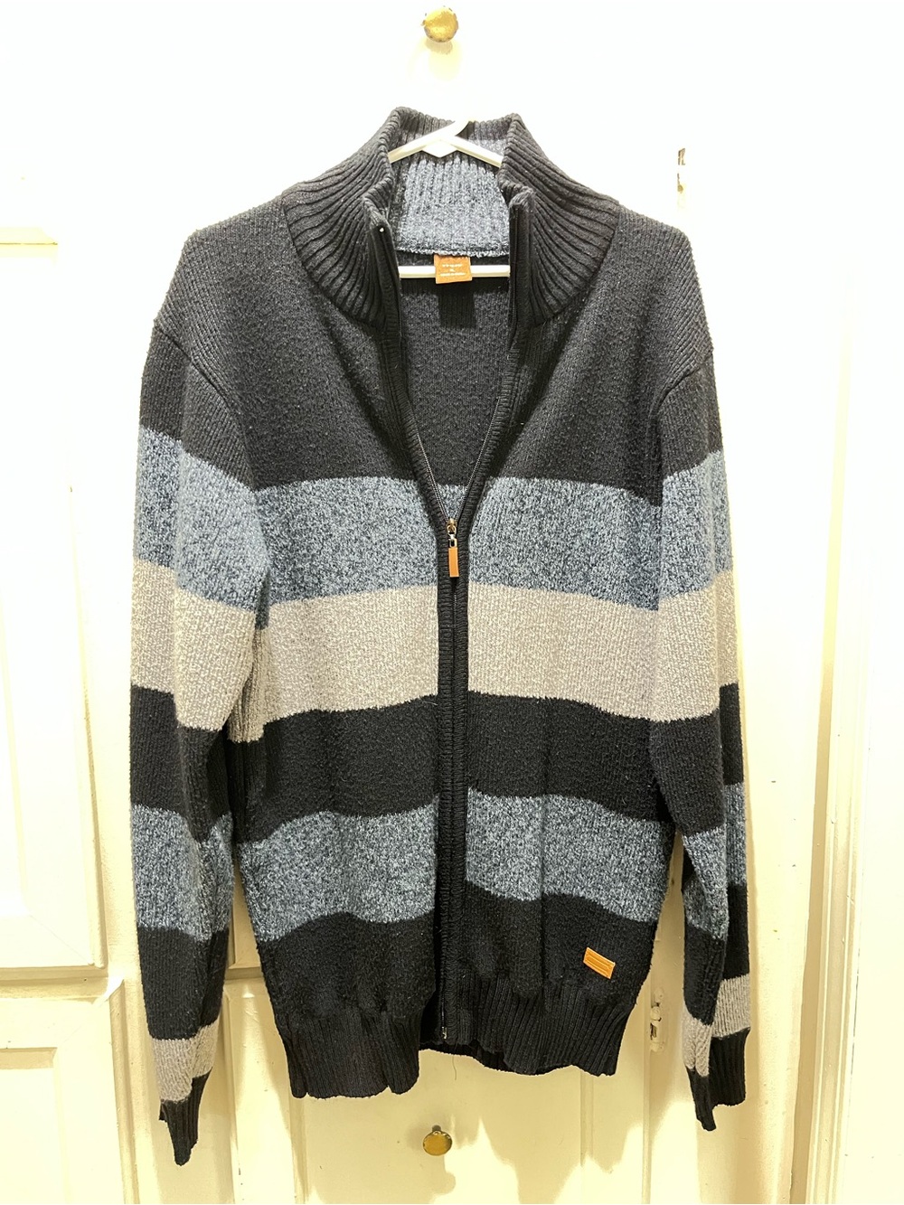 USICON Men's Striped Full-Zip Sweater Jacket - BLUE